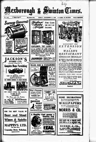 cover page of South Yorkshire Times and Mexborough & Swinton Times published on September 17, 1926