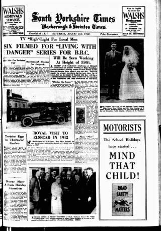 cover page of South Yorkshire Times and Mexborough & Swinton Times published on August 2, 1958