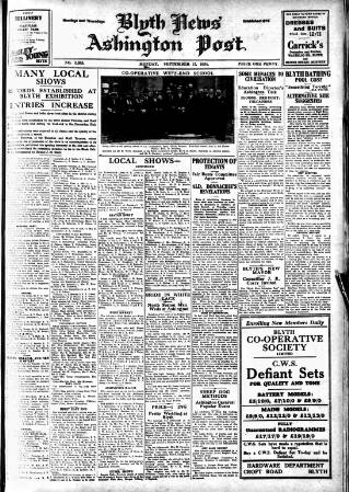 cover page of Blyth News published on September 17, 1934
