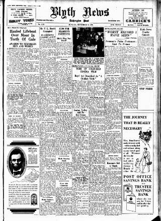 cover page of Blyth News published on November 2, 1942