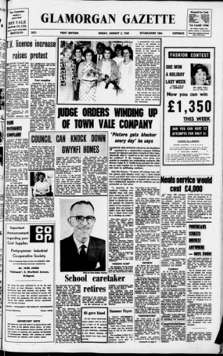 cover page of Glamorgan Gazette published on August 2, 1968