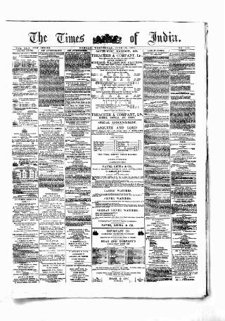 cover page of Times of India published on June 18, 1879