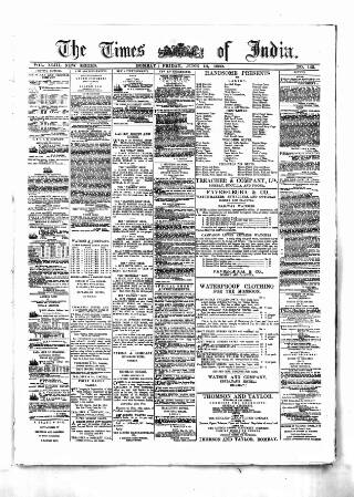 cover page of Times of India published on June 18, 1880