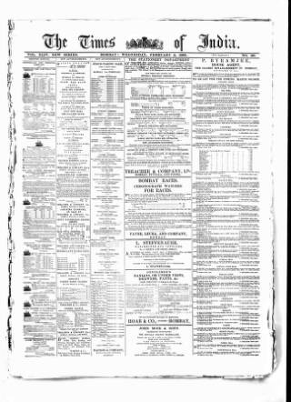 cover page of Times of India published on February 2, 1881