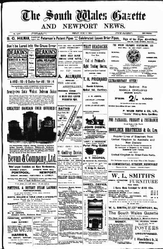 cover page of South Wales Gazette published on June 18, 1909
