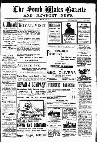 cover page of South Wales Gazette published on August 2, 1912