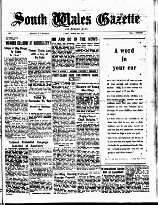 cover page of South Wales Gazette published on March 19, 1948