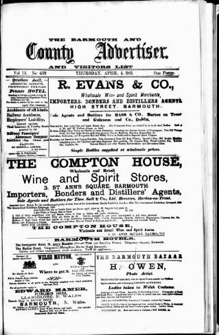 cover page of Barmouth & County Advertiser published on April 4, 1901