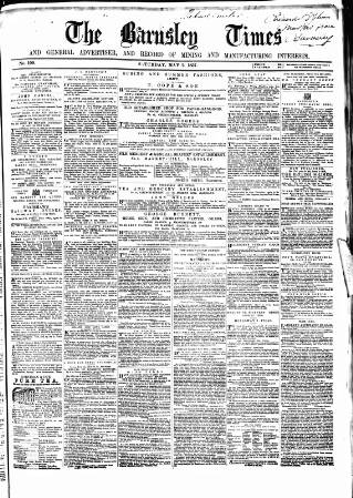 cover page of Barnsley Independent published on May 2, 1857