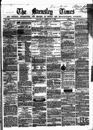 cover page of Barnsley Independent published on February 2, 1861