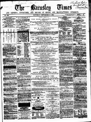 cover page of Barnsley Independent published on September 17, 1864