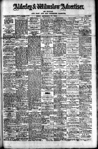cover page of Alderley & Wilmslow Advertiser published on September 17, 1920