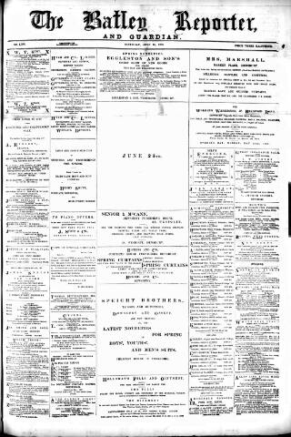 cover page of Batley Reporter and Guardian published on June 18, 1892