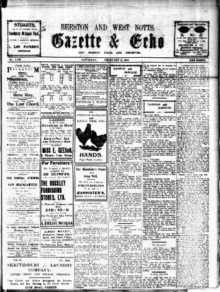 cover page of Beeston Gazette and Echo published on February 2, 1918