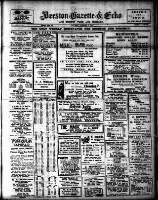 cover page of Beeston Gazette and Echo published on February 2, 1924