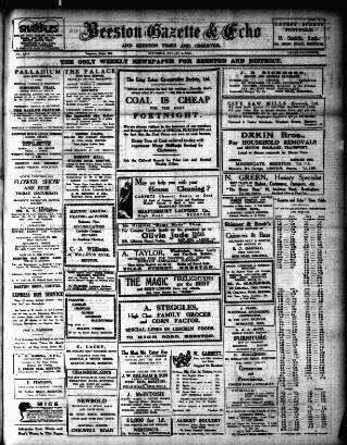 cover page of Beeston Gazette and Echo published on August 2, 1924