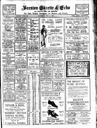 cover page of Beeston Gazette and Echo published on May 2, 1931
