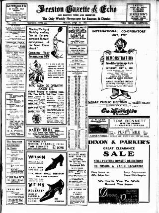 cover page of Beeston Gazette and Echo published on June 18, 1937