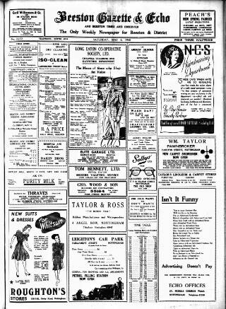cover page of Beeston Gazette and Echo published on May 4, 1940