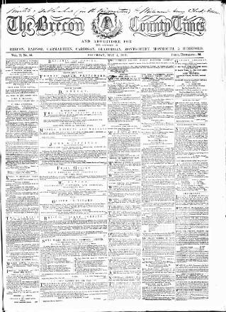 cover page of Brecon County Times published on May 4, 1867