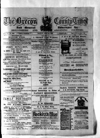 cover page of Brecon County Times published on June 18, 1886