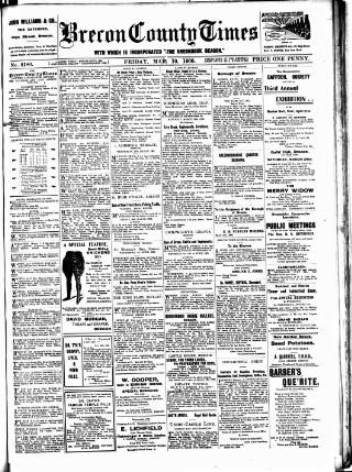 cover page of Brecon County Times published on March 19, 1909