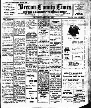 cover page of Brecon County Times published on June 18, 1931