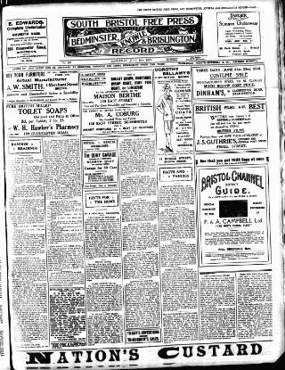 cover page of South Bristol Free Press and Bedminster, Knowle & Brislington Record published on June 18, 1927