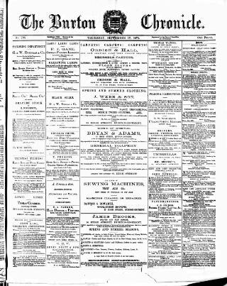 cover page of Burton Chronicle published on September 17, 1874