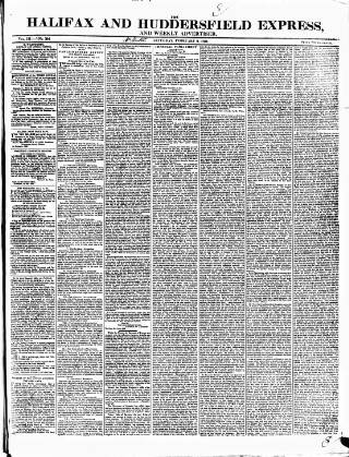 cover page of Halifax Express published on February 2, 1833