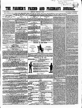 cover page of Farmer's Friend and Freeman's Journal published on February 2, 1850