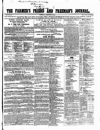 cover page of Farmer's Friend and Freeman's Journal published on December 14, 1850