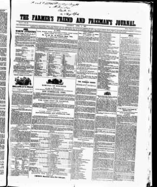 cover page of Farmer's Friend and Freeman's Journal published on April 5, 1851