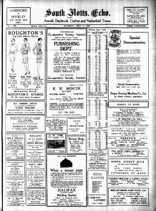 cover page of South Notts Echo published on May 4, 1929