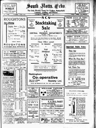cover page of South Notts Echo published on February 2, 1935