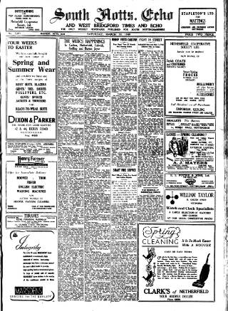 cover page of South Notts Echo published on March 19, 1949