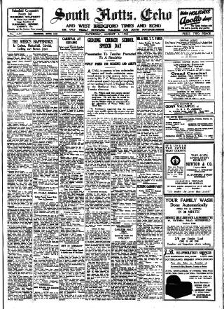 cover page of South Notts Echo published on August 2, 1952