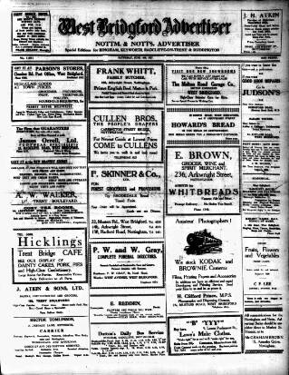 cover page of West Bridgford Advertiser published on June 18, 1927