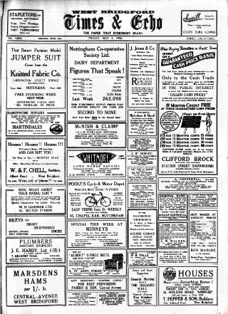 cover page of West Bridgford Times & Echo published on May 2, 1930