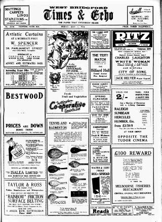cover page of West Bridgford Times & Echo published on May 4, 1934
