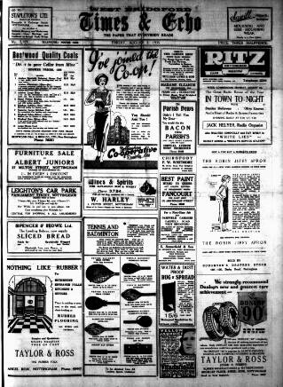 cover page of West Bridgford Times & Echo published on August 2, 1935