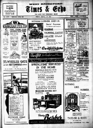 cover page of West Bridgford Times & Echo published on March 19, 1937