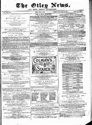 cover page of Otley News and West Riding Advertiser published on June 18, 1880
