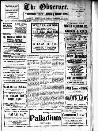 cover page of Pontypridd Observer published on November 2, 1918