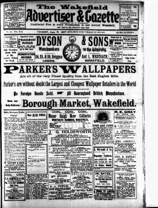 cover page of Wakefield Advertiser & Gazette published on June 18, 1907