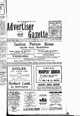 cover page of Wakefield Advertiser & Gazette published on September 17, 1918