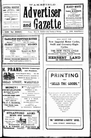 cover page of Wakefield Advertiser & Gazette published on May 2, 1922