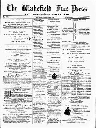 cover page of Wakefield Free Press published on November 2, 1872