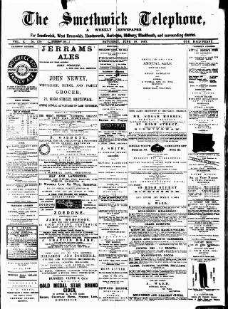 cover page of Smethwick Telephone published on June 18, 1887