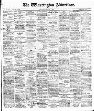 cover page of Warrington Advertiser published on February 2, 1889